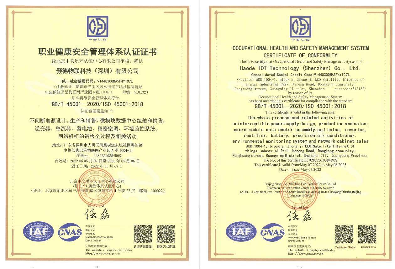 職業(yè)健康管理體系證書